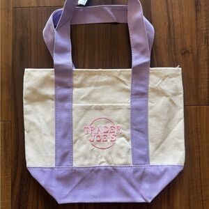 Trader Joe’s Mini Canvas Tote Bag New with Tags Purple